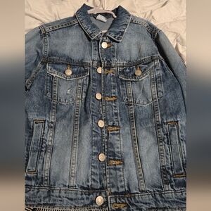 Boys Dark wash distressed denim jacket